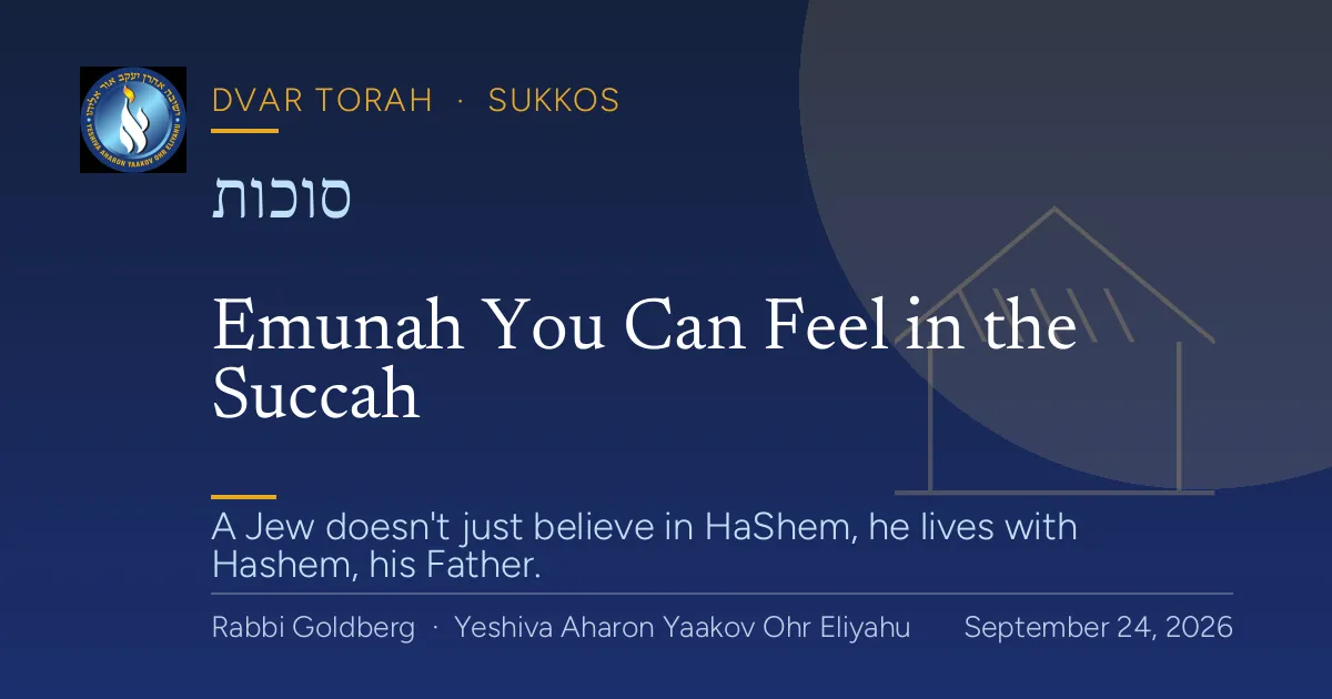 Dvar Torah — Sukkos: Emunah You Can Feel in the Succah (emunah through the senses)