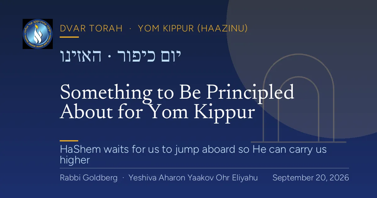 Dvar Torah — Yom Kippur (Haazinu): Something to Be Principled About for Yom Kippur (trust and teshuva)